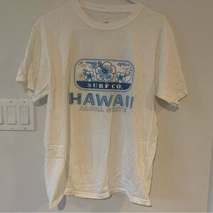 Hawaii Surf Co Hanes White Short Sleeve Tee Mens Medium M Shirt Logo Floral